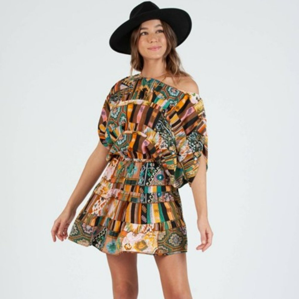 NWOT Lucca Patch print boho dress Size M